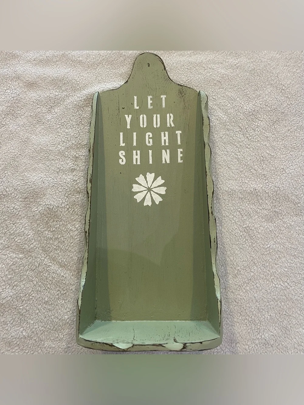 Primitive Wooden Wall Candle Box Let Your Light Shine Sage Green Farmhouse Decor